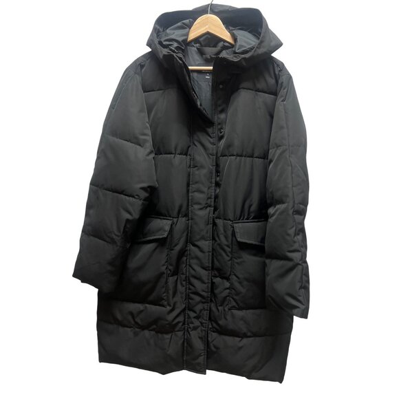 Everlane Black Hoodie The Long Puffer Jacket Parka - Picture 5 of 13